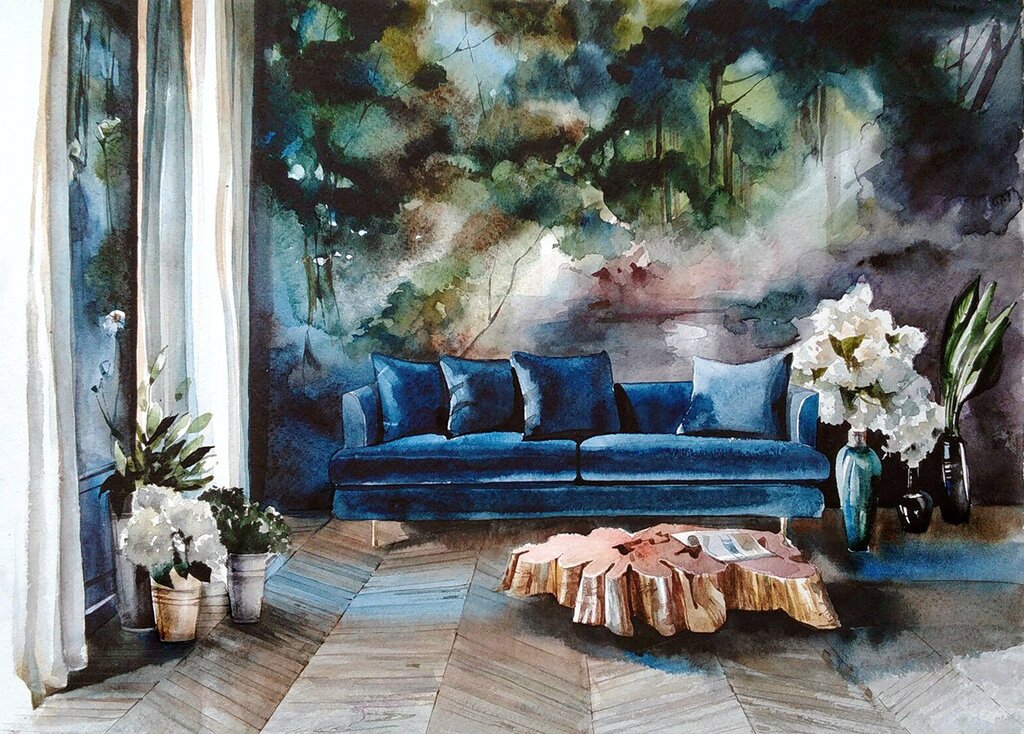 Watercolor paintings for interior decoration