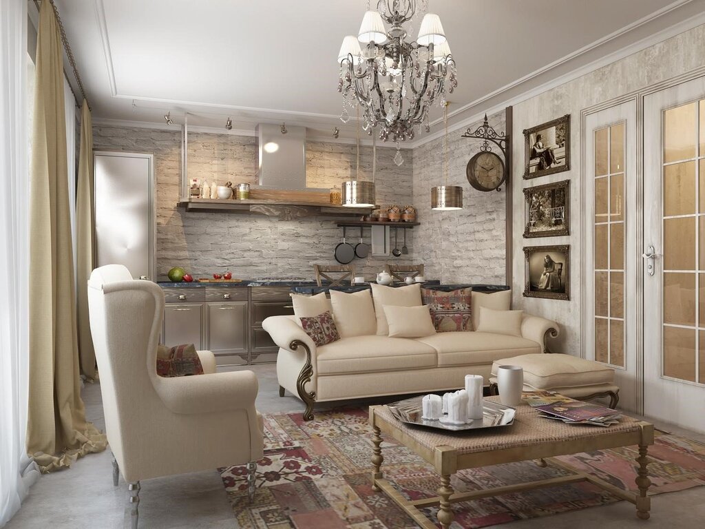 English style in the living room interior