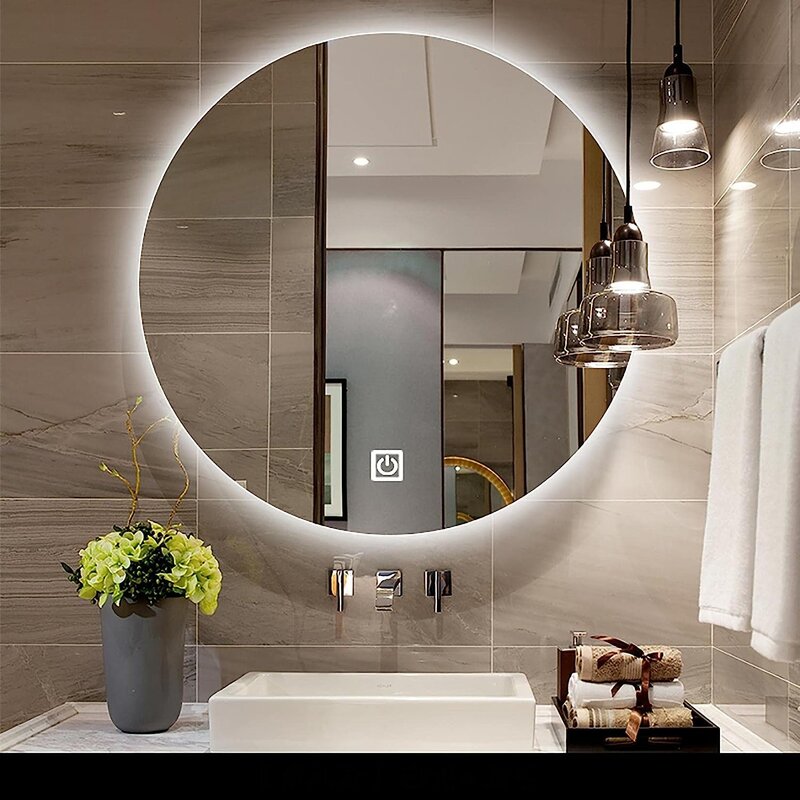 Asymmetrical bathroom mirror