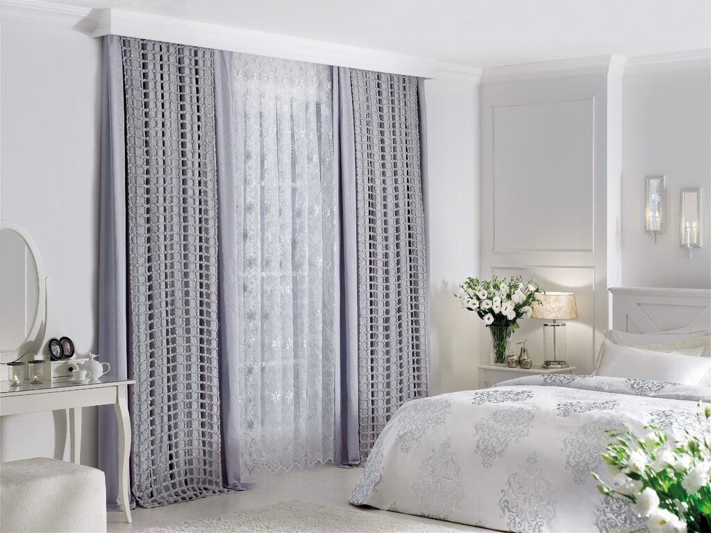 Satin curtains for the bedroom 15 фото