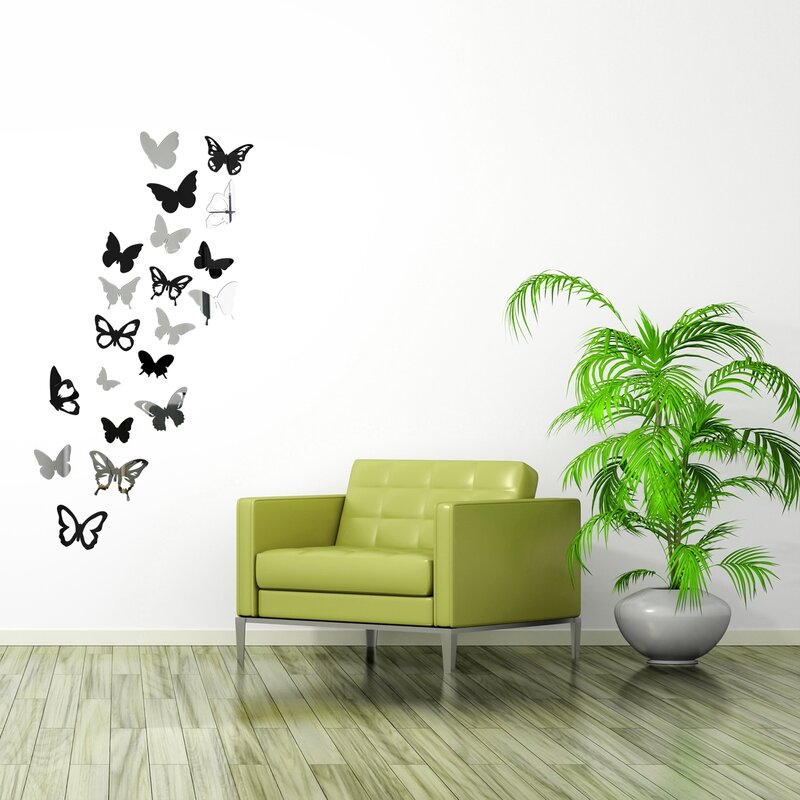 Butterflies on the wall in the interior