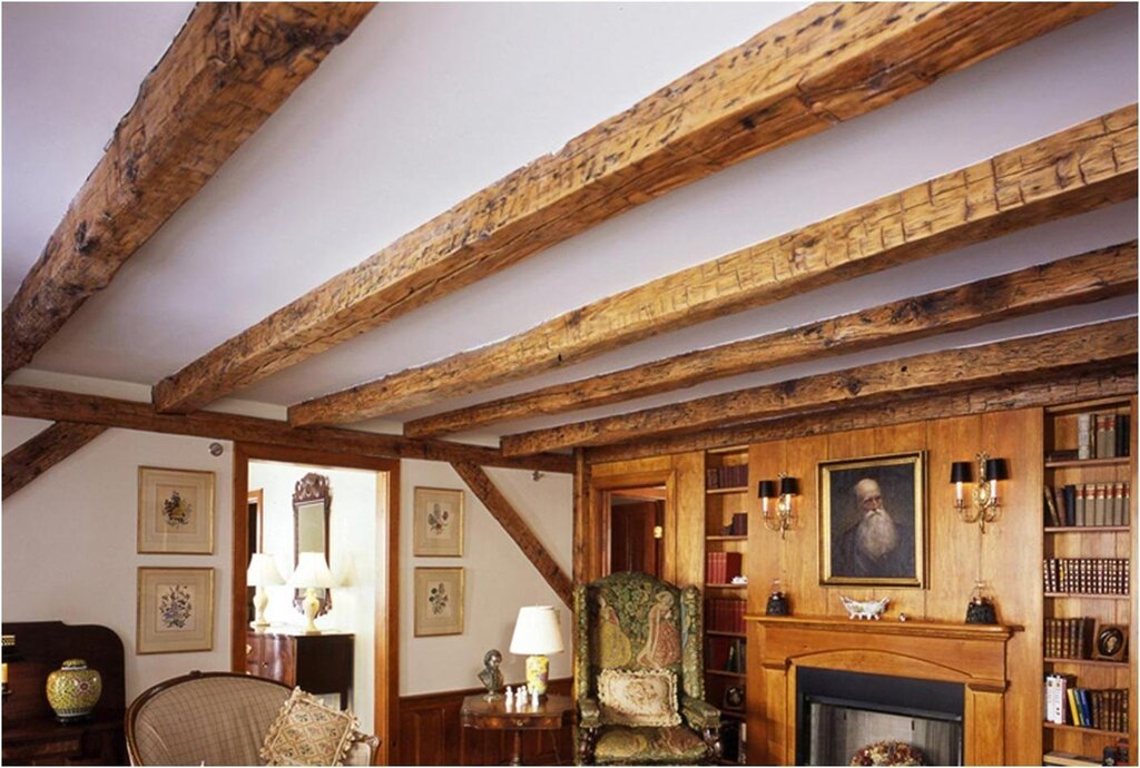 Wooden beams on the ceiling