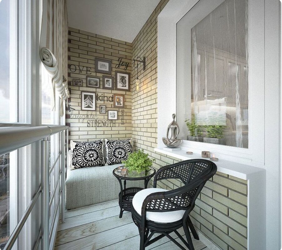 Balcony with bricks