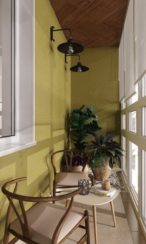 Balcony in olive color