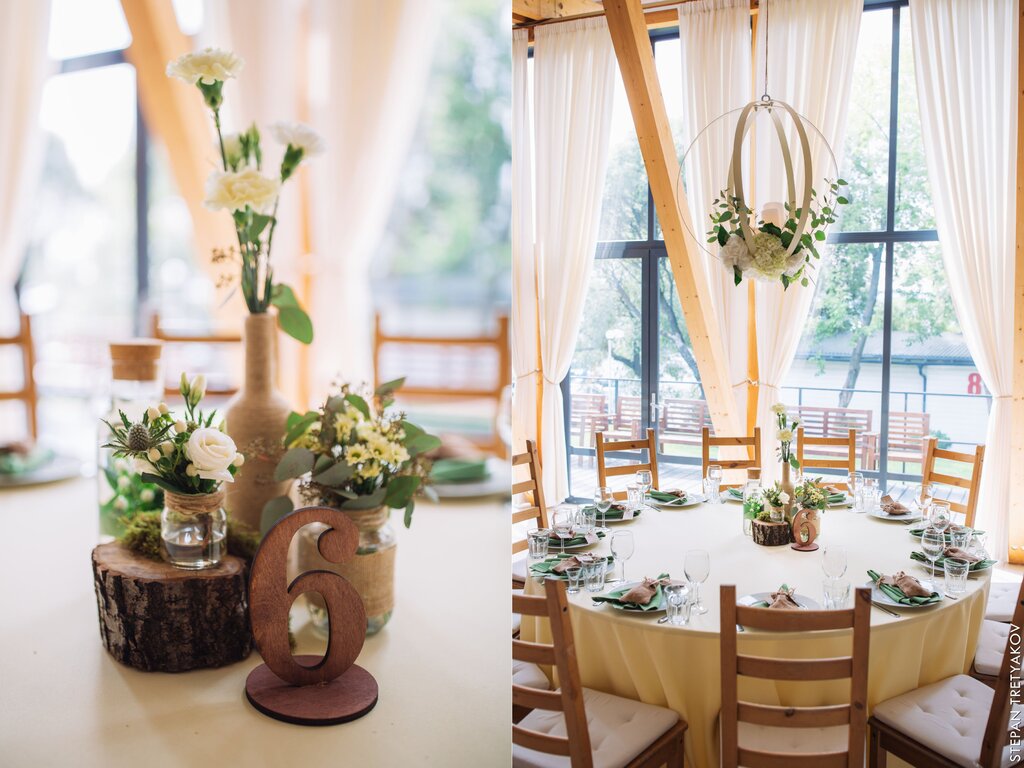 Banquet hall in rustic style