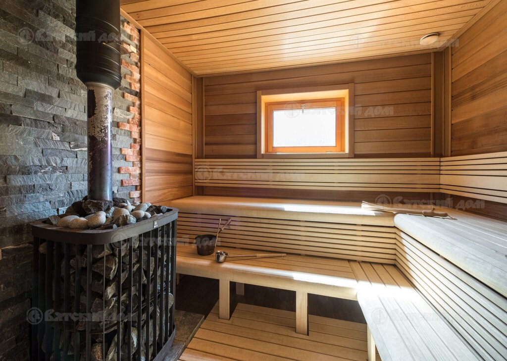 A log sauna inside