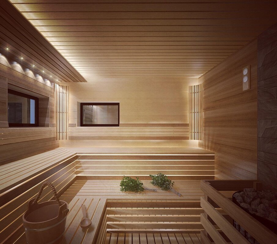 The sauna is inside