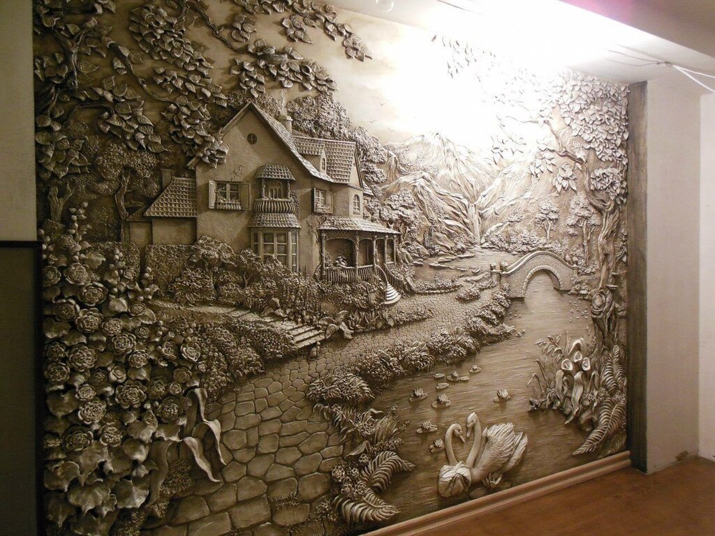 Bas-relief landscape on the wall