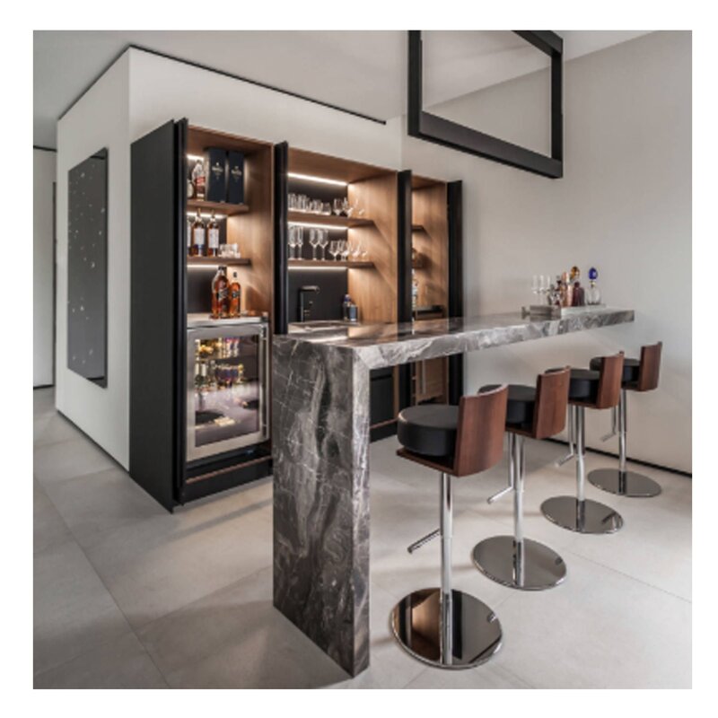 A bar counter made of porcelain stoneware