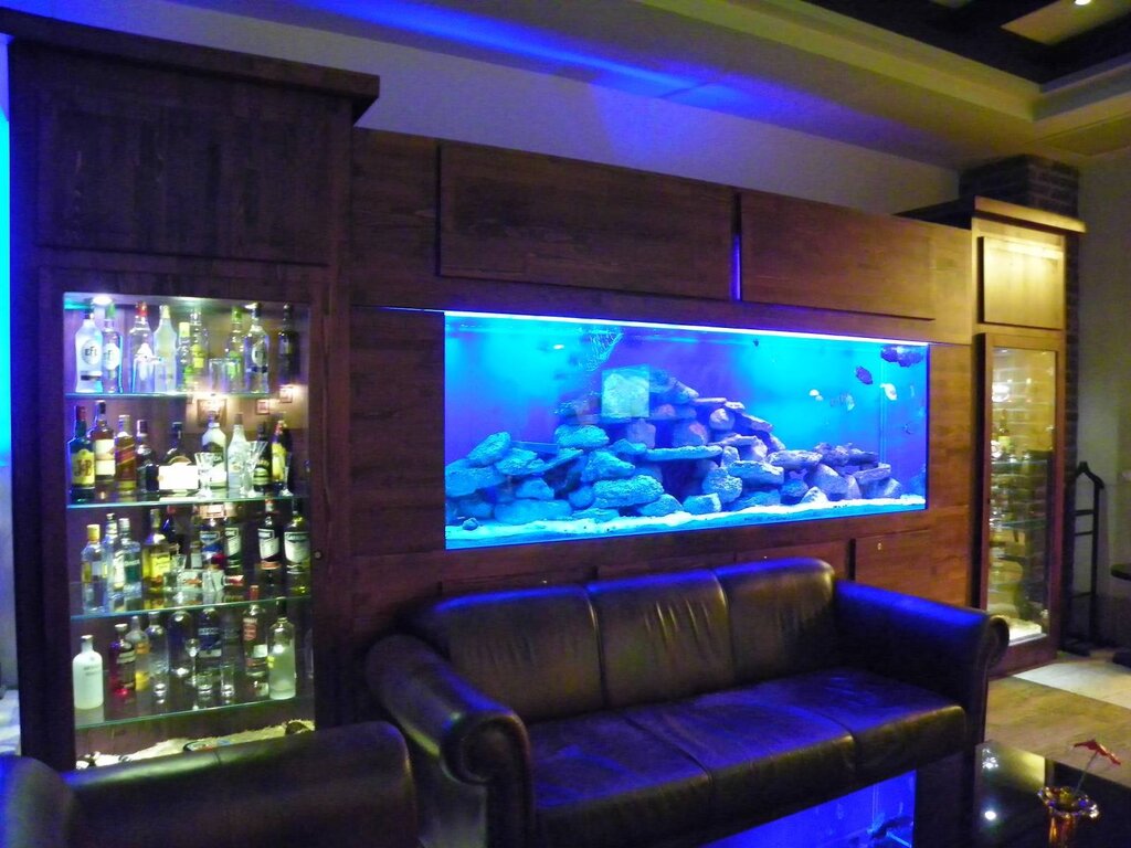 Bar counter with an aquarium