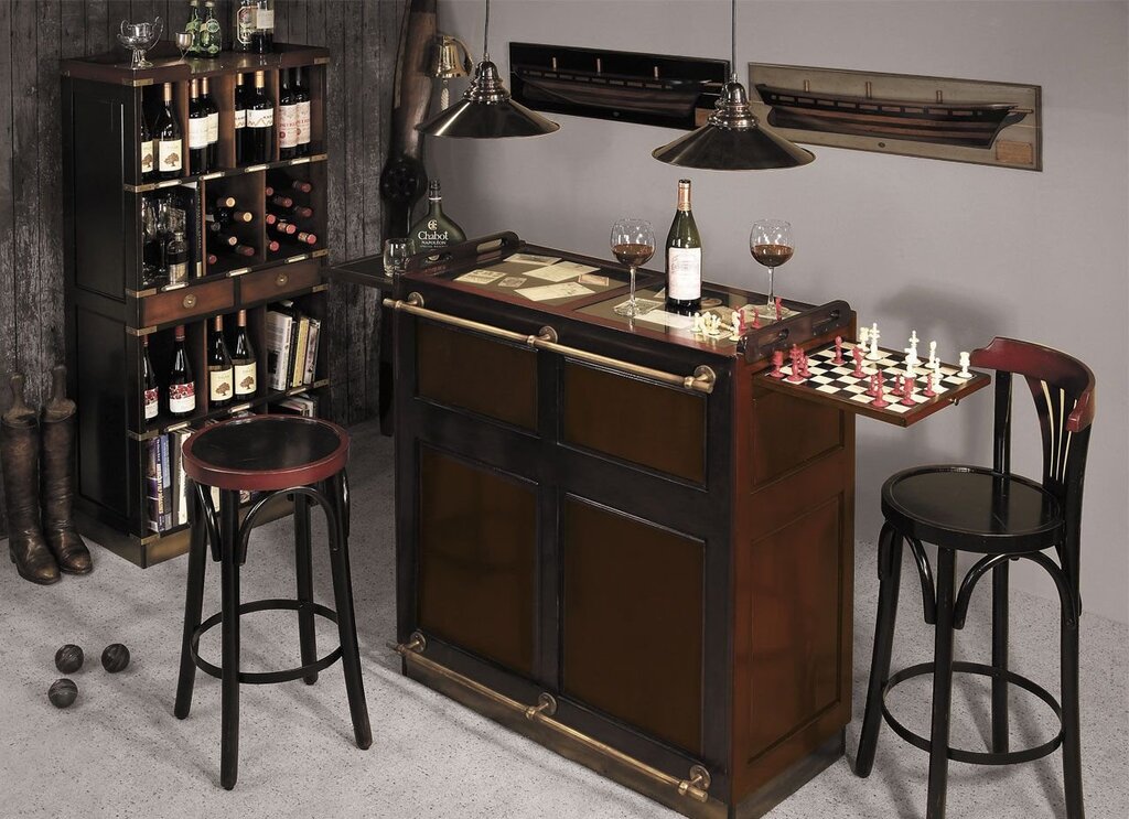 Bar counter with a cabinet