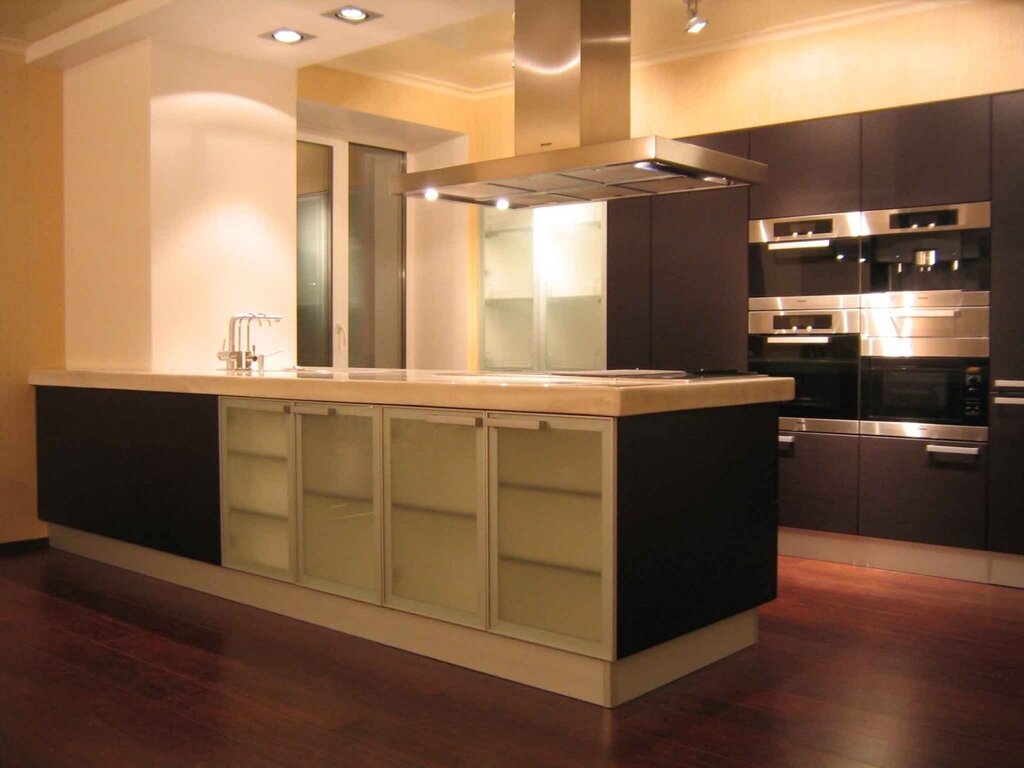 Bar counter with a kitchen cabinet