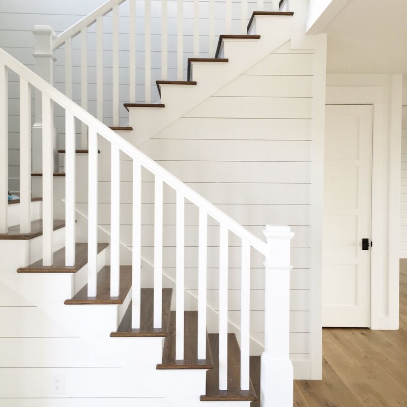 White wooden staircase