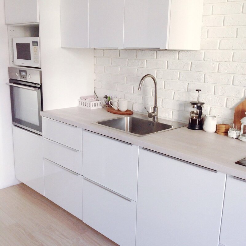 White glossy IKEA kitchen