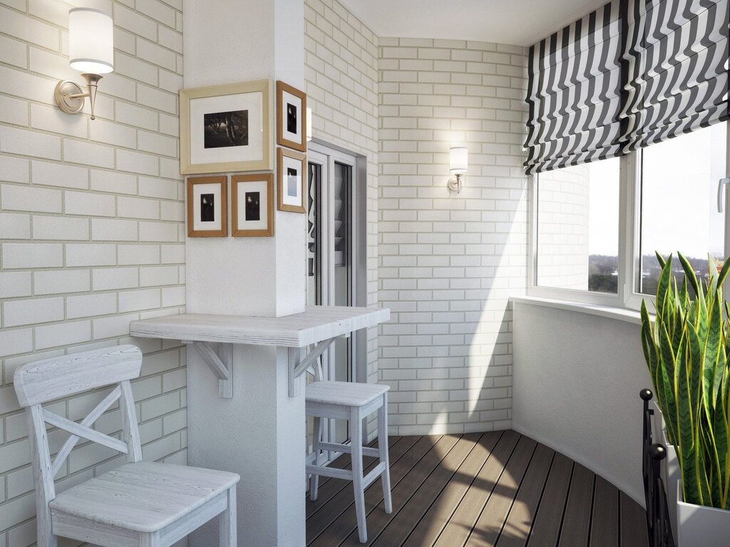 White brick wall on the balcony