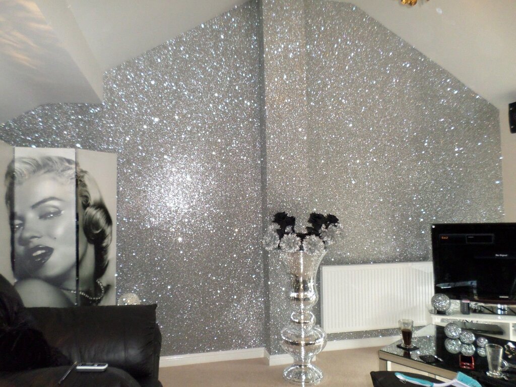 White wall paint with glitter