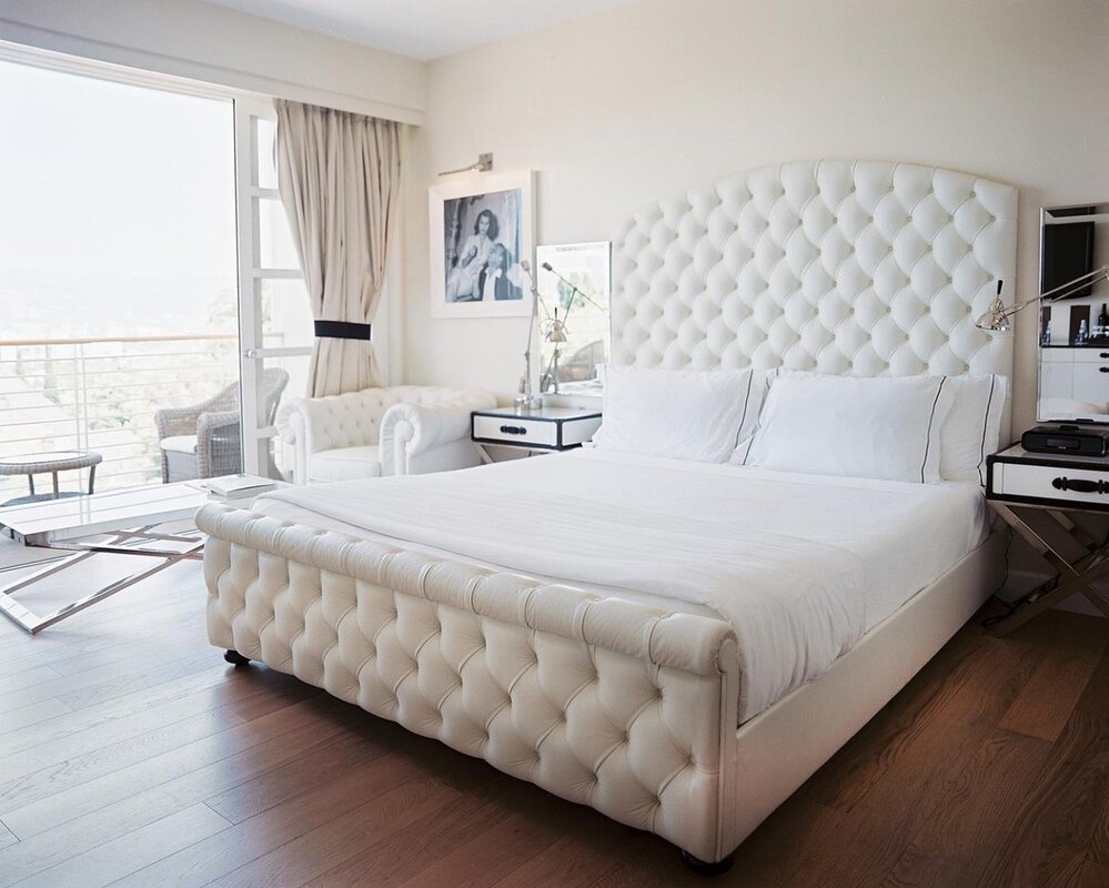 A white bed in the interior