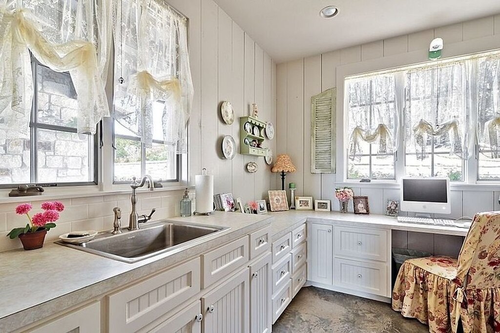 White kitchen with a window