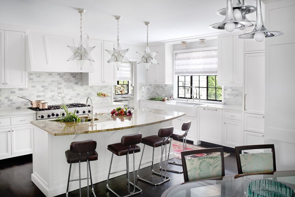 White kitchen with an island