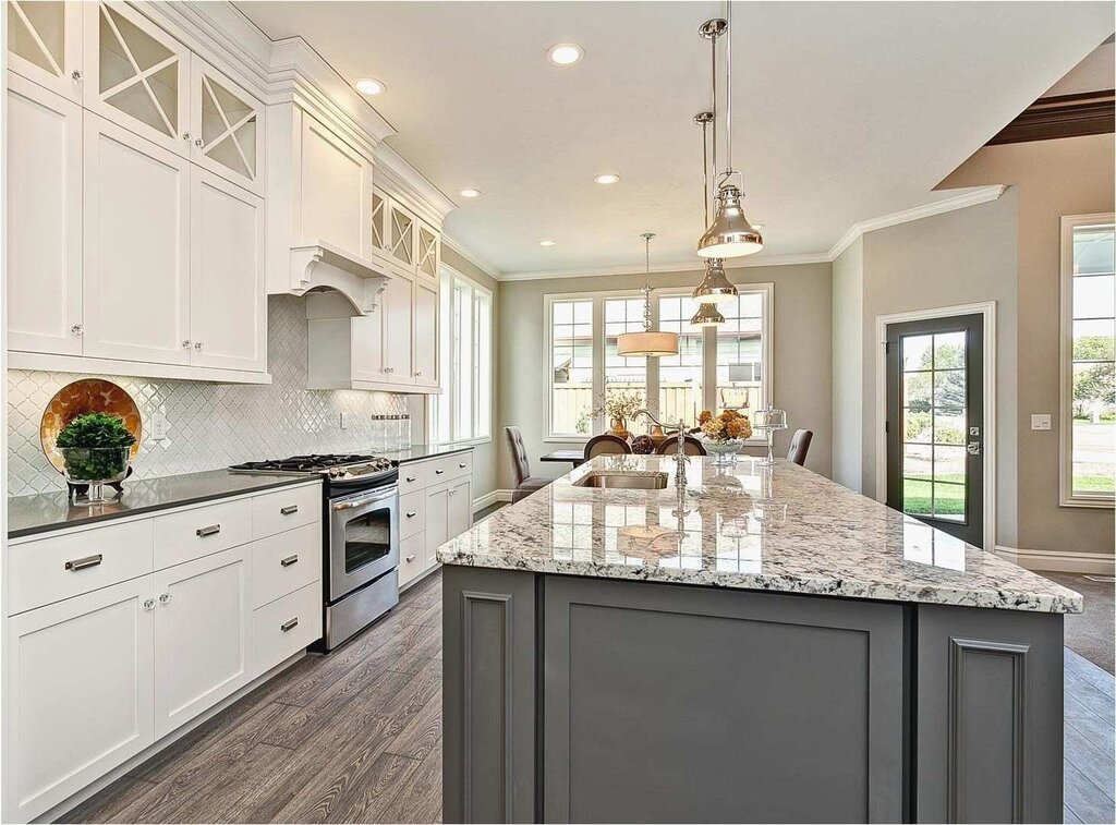 White kitchen, gray floor