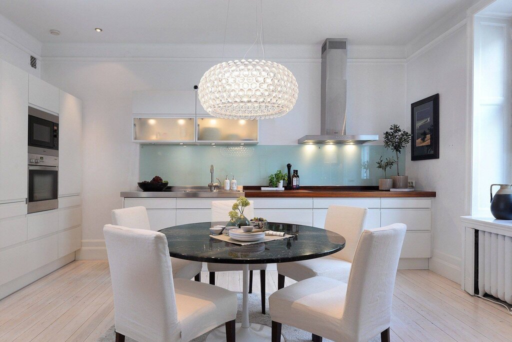 White chandelier for the kitchen