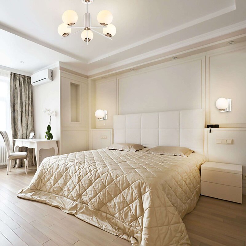 White chandelier for the bedroom