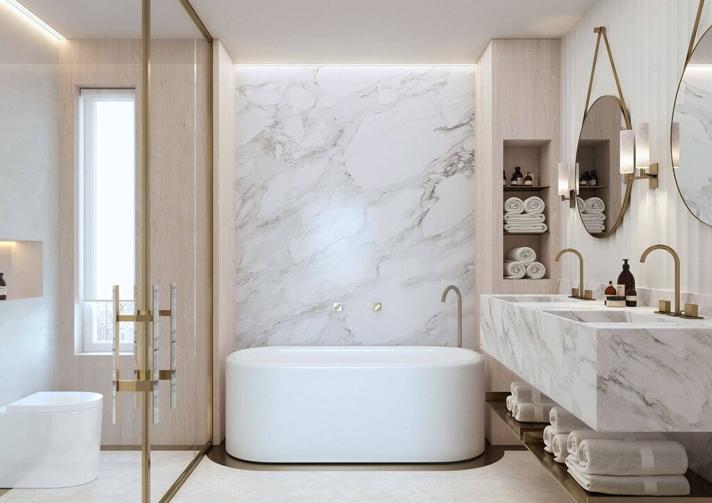 White marble bathtub