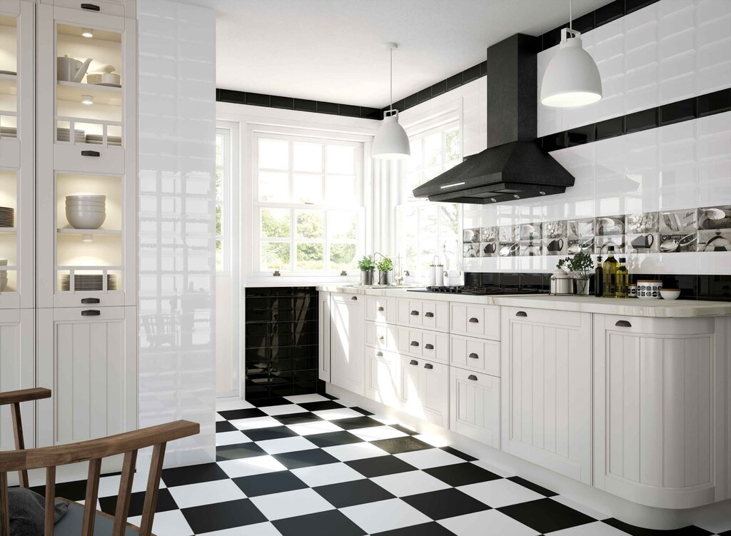 White tile in the kitchen