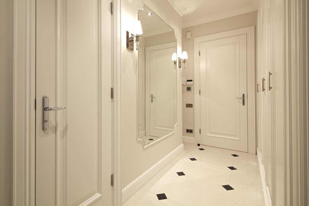 White tile in the hallway