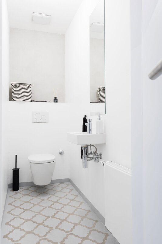 White tile in the bathroom