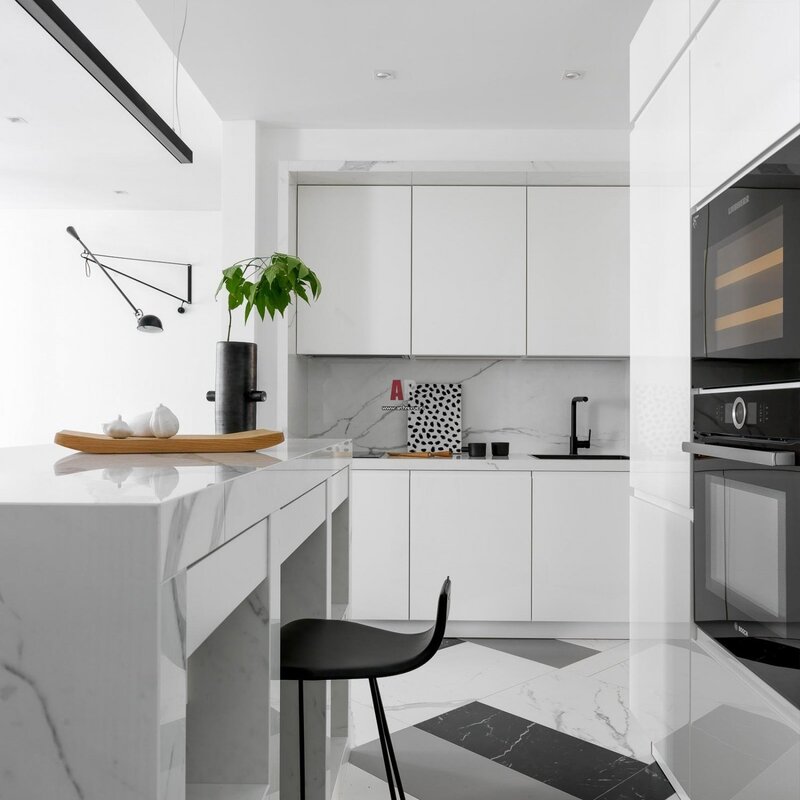 White modern kitchen in the interior