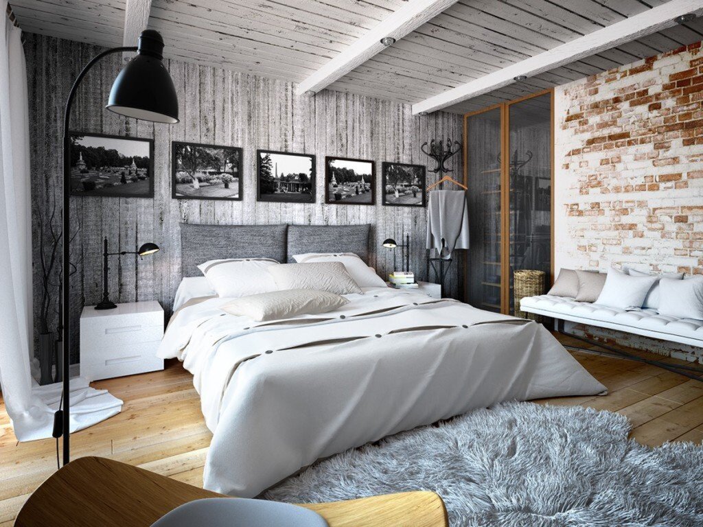 White loft bedroom