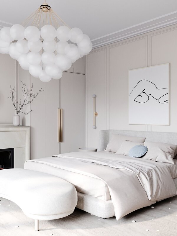 White bedroom in a modern style