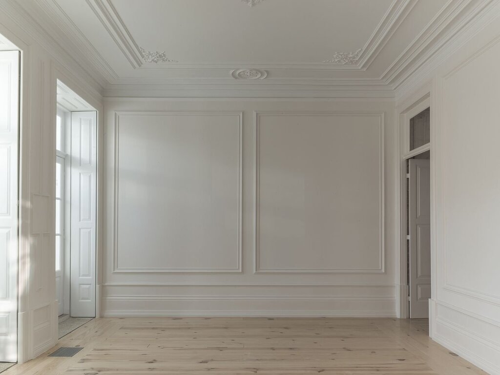 White wall with moldings