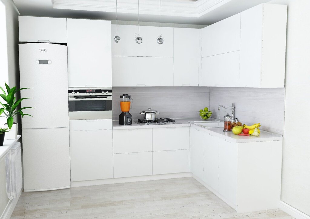 White corner kitchen in a modern style