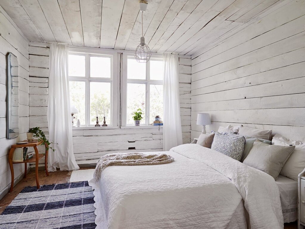 White clapboard in the interior