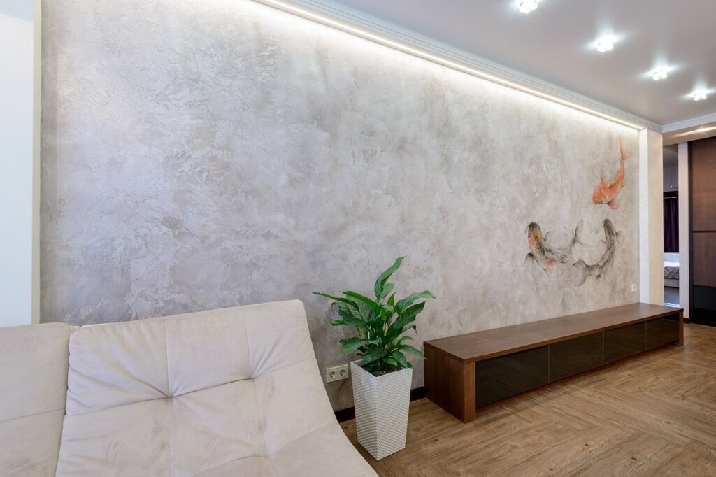 White Venetian plaster in the interior