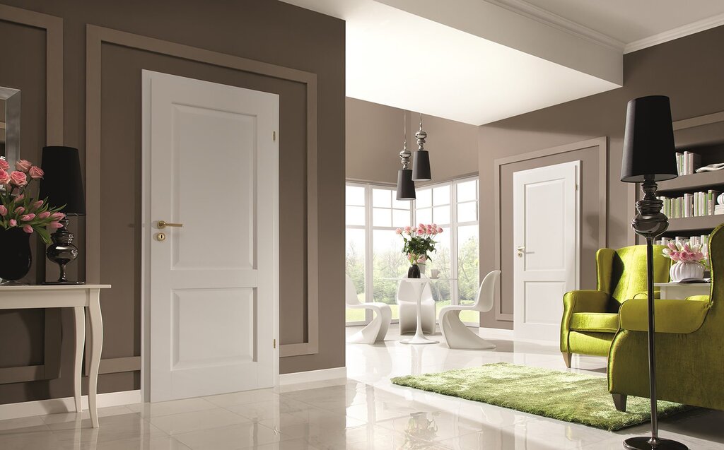 White doors in a modern interior