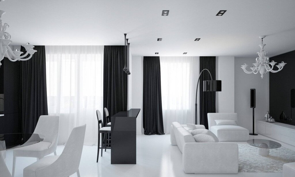 White curtains in the living room