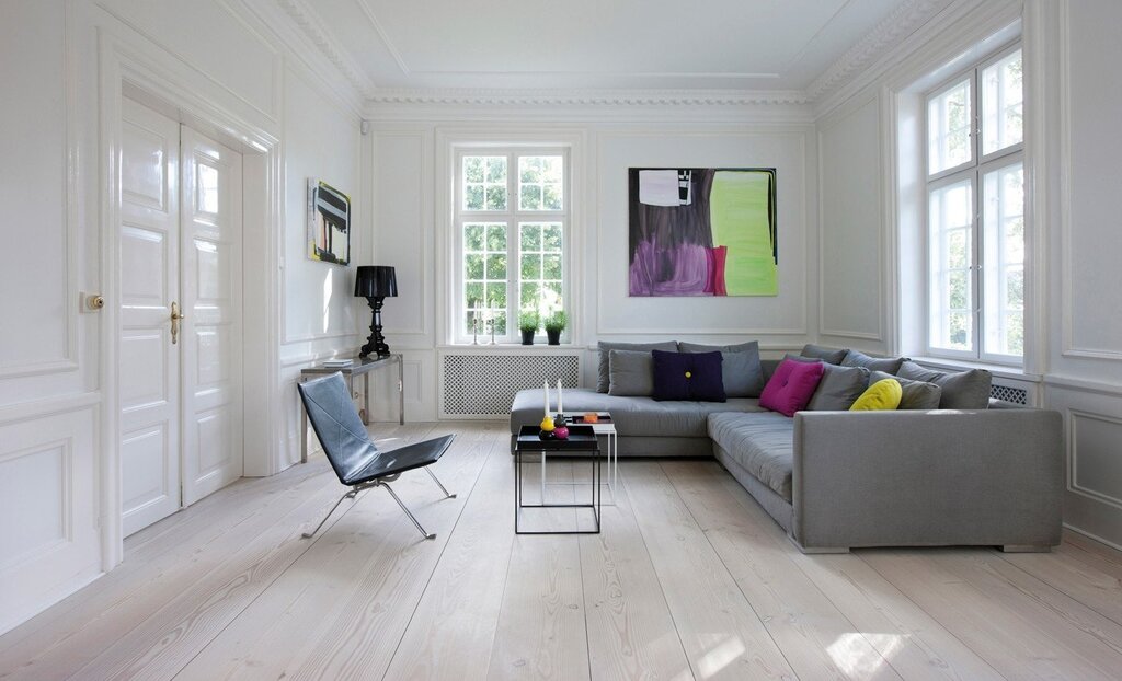 White walls, gray floor