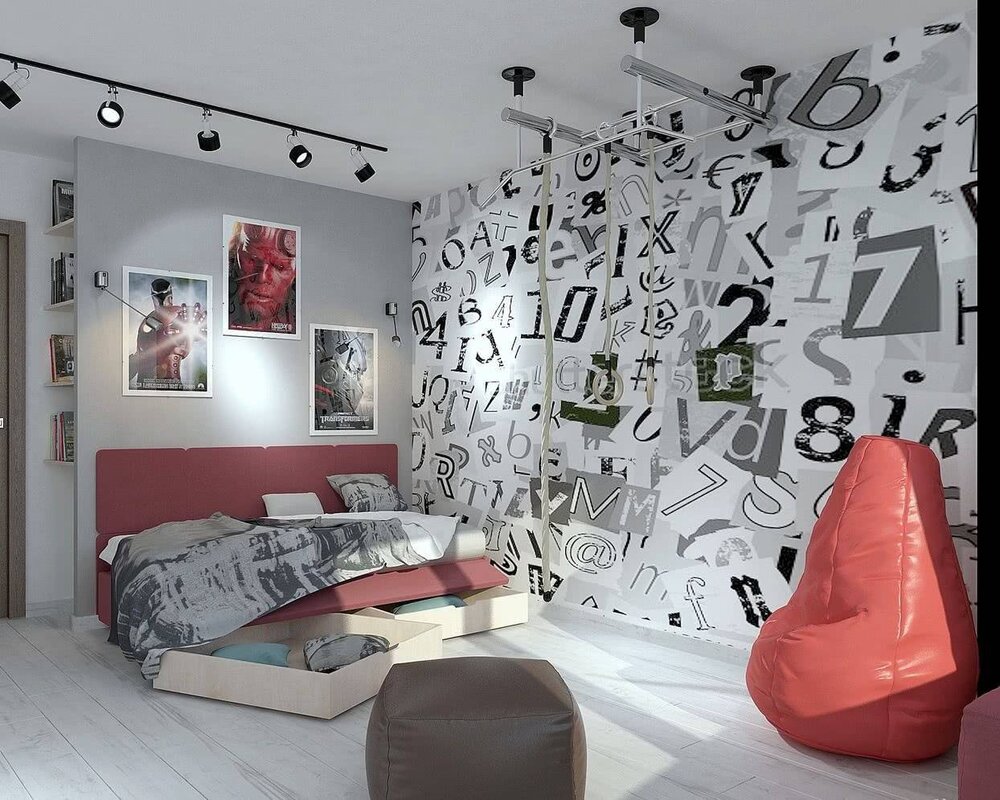 White walls in the teenager's room