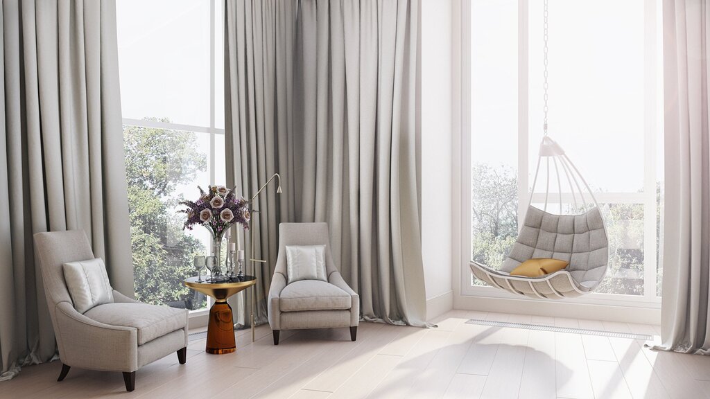 White curtains