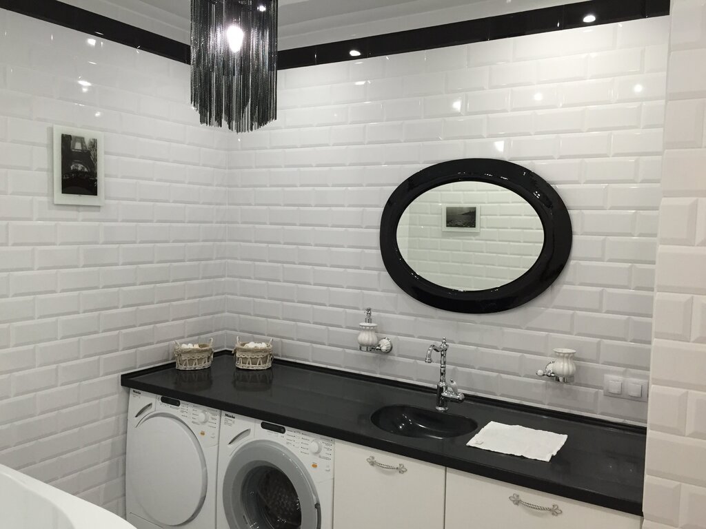 White tiles with black grout