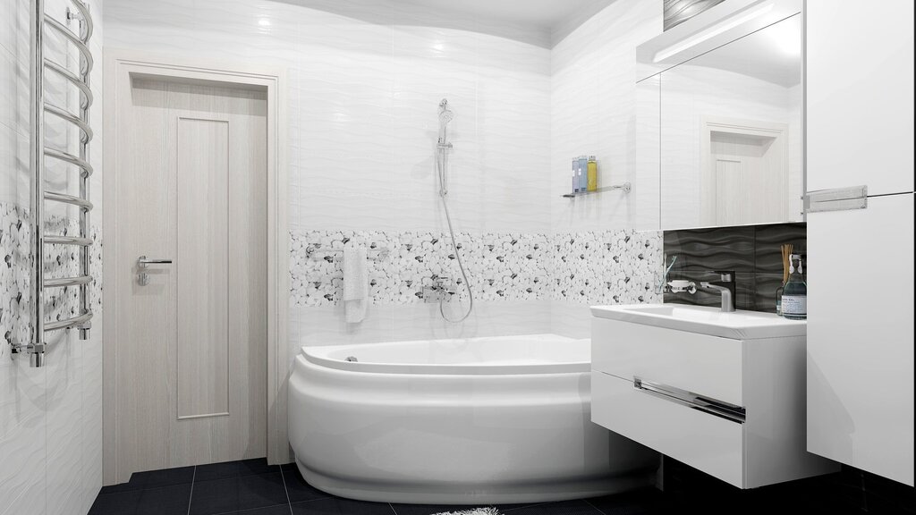 White tiles in the bathroom