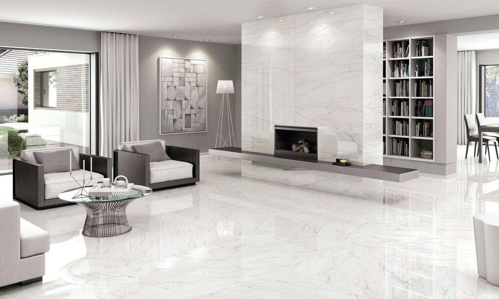 White porcelain stoneware in the interior