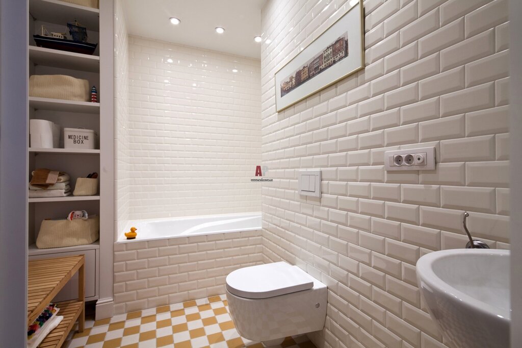 White brick in the bathroom