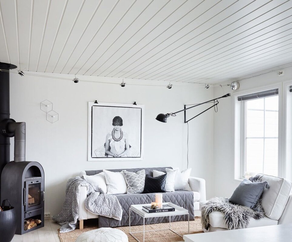 White laminate on the ceiling