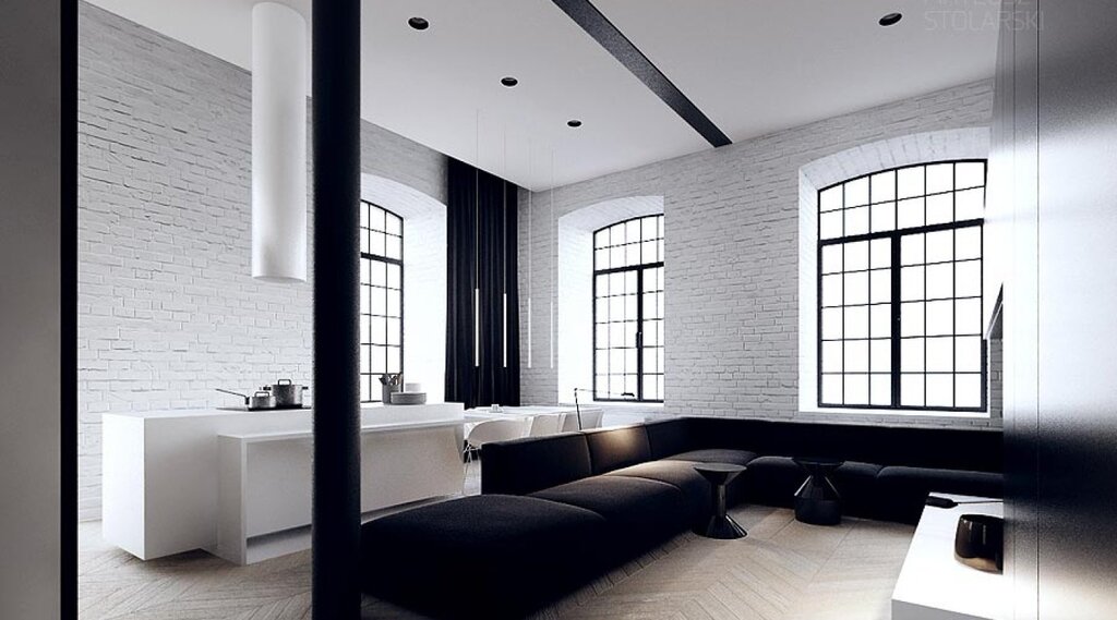 White loft in the interior