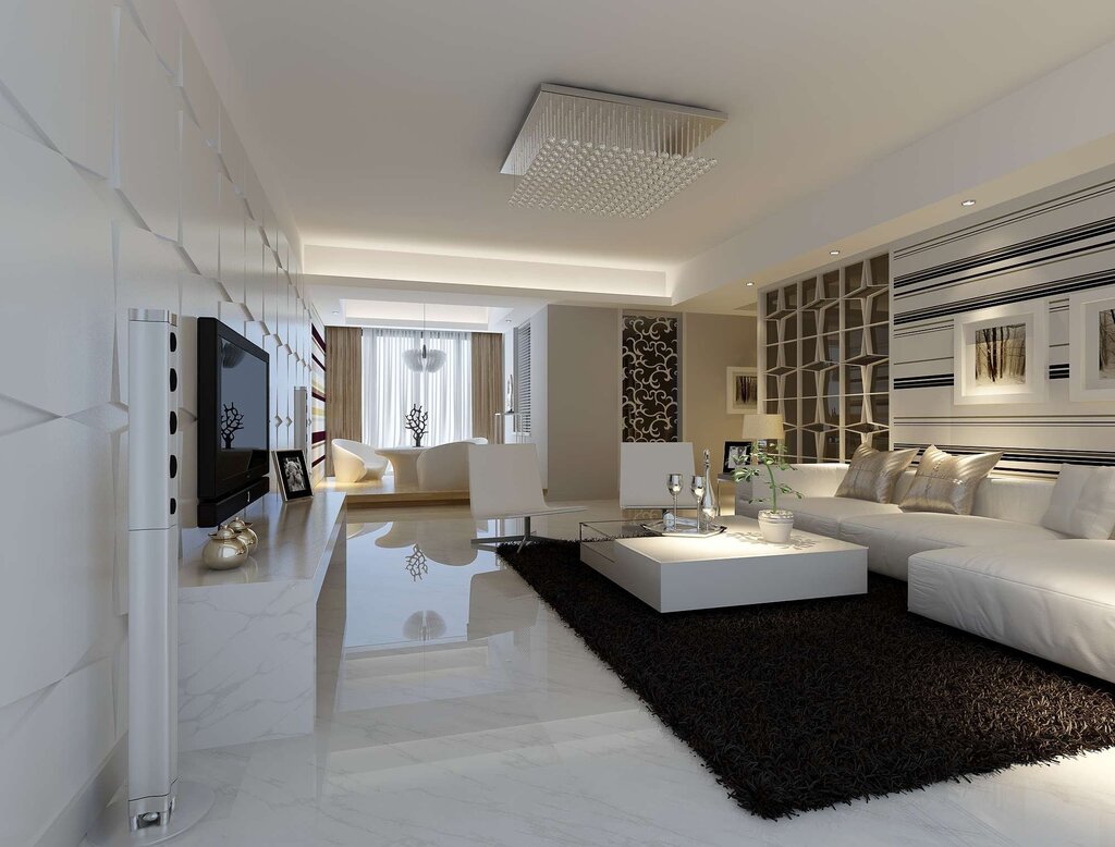 White marble in the living room