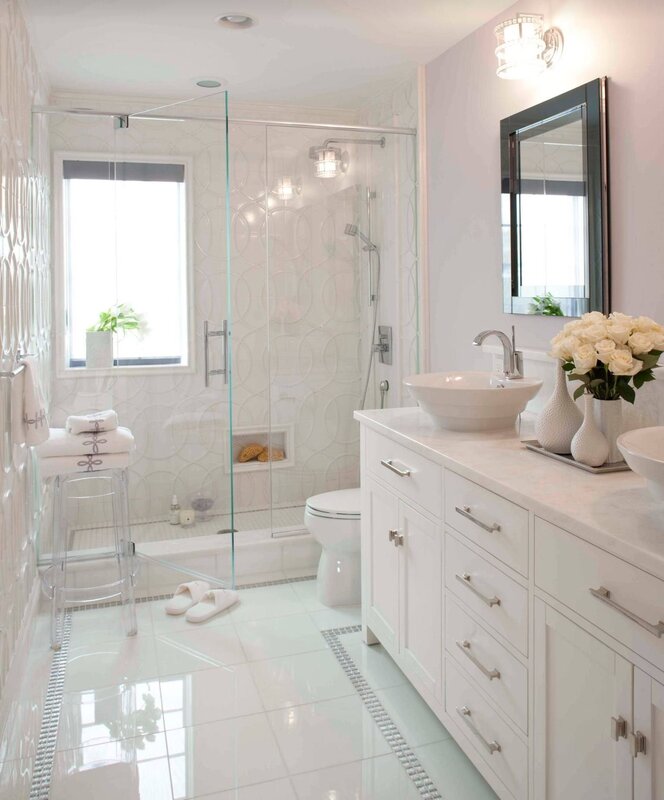 White floor in the bathroom